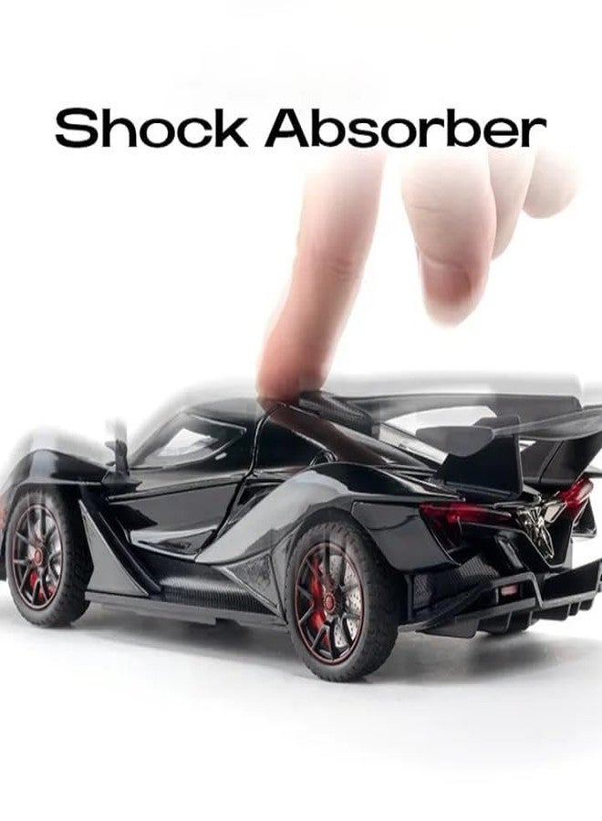PEZYOX Exclusive Alloy Metal Pull Back Die-cast Car Model with Sound Light Mini Auto Toy for Kids Metal Model Toy Car with Sound and Light (1.24 Scale APO-LLO IE -Black) - Image 3